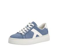 Rieker Plateausneaker N9920 Damen Schnürschuh Nubuklederimitat Jeansblau/sanftes Weiß Gr. 37