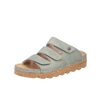Rieker Damen Pantolette DREI Riemen mit Klettverschluss und Plateausohle V8780, Größe:39 EU, Farbe:Grün