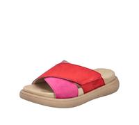 Pantolette RIEKER, Damen, Gr. 43, rot (fuchsia, rot), Lederimitat, casual, Schuhe, Sommerschuh, Strandschuh, Hausschuh, Schlappen mit bequemem Fußbett (65034221-43) fuchsia, rot