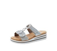 Rieker Damen Clogs Plateau Pantoletten Keilabsatz V02K3, Größe:37 EU, Farbe:Grau