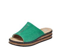 Pantolette RIEKER, Damen, Gr. 42, grün (smaragd), Lederimitat, Schuhe Pantolette, Keilabsatz, Sommerschuh, modische Keilsohle (64901653-42) smaragd