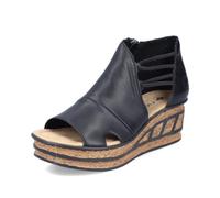 Keilsandalette RIEKER, Damen, Gr. 42, schwarz, Lederimitat, Schuhe, Sommerschuh, Sandale, Keilabsatz, mit Innen-Reißverschluss (92172163-42) schwarz
