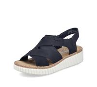 Rieker Damen Pantoletten 69264, Frauen Slipper,schluepfschuhe,Slip-ons,Backless Slipper,Mules,Gartenschuhe,Sommerschuhe,blau (14),42 EU / 8 UK