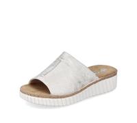 Rieker Damen-Pantolette mit Keilabsatz Silber-Beige-Weiß multicolor41