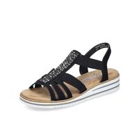 Rieker Damen Riemchensandalen V0652, Frauen Sandalen,Sommersandalen,bequem,flach,Sommerschuhe,Freizeitschuhe,offene Schuhe,schwarz (00),39 EU / 6 UK