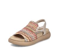 Plateausandale RIEKER, Damen, Gr. 42, bunt (beige multi), Textil, Lederimitat, casual, Schuhe, Sommerschuh, Schlupfschuh, Urlaubschuh mit seitlichen Gummizügen (25832424-42) beige multi