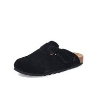 Clog RIEKER, Herren, Gr. 40, schwarz, Veloursleder, unifarben, Basic, Schuhe Clog, Pantolette, Hausschuh, Sommerschuh mit Klettriemchen (25624024-40) schwarz