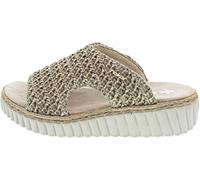 Pantolette RIEKER, Gr. 40, beige, Textil, meliert, Schuhe Pantolette, Sommerschuh, Strandschuh, Keilpantolette mit Bastumrahmung (79322528-40)