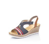 Rieker Damen Plateausandalen 619S6, Frauen Sandalen,Freizeitschuhe,offene,Strandschuhe,Plateausandaletten,Dicke,Sohle,blau Kombi (14),42 EU / 8 UK