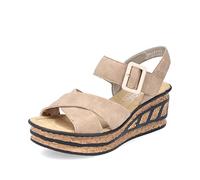 Rieker Damen Keilsandalette 68163 – Plateau mit Kork‑Optik – Beige Gr. 41