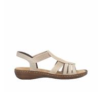 Sandale RIEKER, Damen, Gr. 39, beige (hellbeige), Lederimitat, Schuhe Sandale, Sommerschuh, Schlupfschuh, Sandalette mit praktischen Gummizügen (42427742-39)