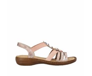Rieker Damen Riemchensandalen Rosa, Damen, Größe: 36, Material: Kunstleder/Textil