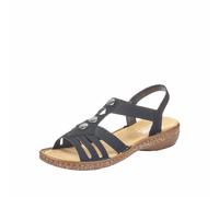 Rieker Damen Riemchensandalen Schwarz, Damen, Größe: 36, Material: Kunstleder/Textil