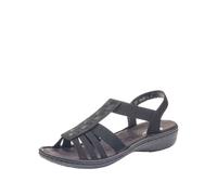 Rieker Damen Riemchensandalen Schwarz, Marken, Größe: 38, Material: Kunstleder/Textil