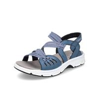 Rieker Damen Riemchensandalen V9871, Frauen Sandalen,Sommerschuhe,Freizeitschuhe,offene Schuhe,Strandschuhe,Sandaletten,flach,blau (14),38 EU / 5 UK