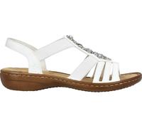 Rieker Damen Riemchensandalen Weiß, Damen, Größe: 39, Material: Glattleder/Textil