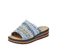 Rieker Pantolette 62968 – sommerliche Bast-Optik – blau-multi Damen Größe 41