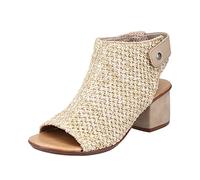 Sandalette RIEKER, Damen, Gr. 39, beige (sand), Textil, Schuhe Schaftsandale Sandalette, Sommerschuh, Sandalette, Blockabsatz, in modischer Flecht-Optik (64227045-39) sand