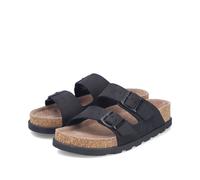 Pantolette RIEKER, Damen, Gr. 42, schwarz, Veloursleder, unifarben, Basic, Schuhe Pantolette, Hausschuh, Sommerschuh, Strandschuh, Zweischnaller mit Softfußbett (69233755-42) schwarz