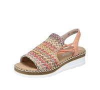 Sandale RIEKER Gr. 42, bunt (aprikot multi) Damen Schuhe Keilsandaletten in modischer Flechtoptik (76862354-42)