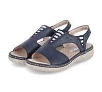 Sandale RIEKER, Damen, Gr. 40, blau (nachtblau), Lederimitat, casual, Schuhe, Sommerschuh, Sandalette, Schlupfschuh mit kontrastfarbener Ziernaht (30315640-40) nachtblau