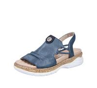 Sandale RIEKER, Damen, Gr. 43, blau (royalblau), Lederimitat, casual, Schuhe, Sommerschuh, Sandalette, Schlupfschuh mit seitlichen Gummizügen (89577133-43) royalblau