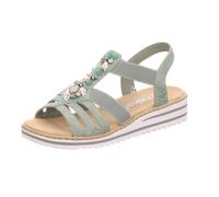 Rieker Damen Pantoletten V0649, Frauen Slipper,Slides,Slip-ons,Backless Slipper,Gartenschuhe,Sommerschuhe,sommerclogs,Mules,grün (52),38 EU / 5 UK