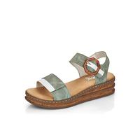 Rieker Damen Sandaletten 62963, Frauen Sandalen,offene,Schuhe,Strandschuhe,Sommersandalen,bequem,flach,Sommerschuhe,grün Kombi (52),39 EU / 6 UK