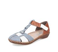 Rieker Damen Sandaletten M1665, Frauen Sandalen,Riemchensandalen,Leichter,Absatz,Sommerschuhe,Freizeitschuhe,offene,blau Kombi (90),41 EU / 7.5 UK