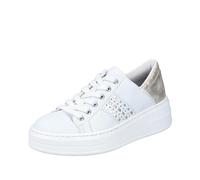 Plateausneaker RIEKER Gr. 41, weiß (weiß, metallic) Damen Schuhe Sneaker mit Metallic-Einsätzen, Freizeitschuh, Halbschuh, Schnürschuh (79083758-41)