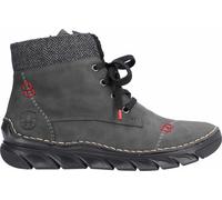 Rieker Damen Schnürstiefelette dunkelgrau / rot, Größe 41 dunkelgrau / rot 41