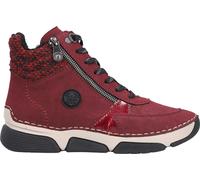 Rieker Damen Schnürstiefel 45960-35 – Rot/Bordeaux-Schwarz, Kunstleder/Textil, Gr. 42