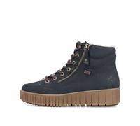 Winterboots RIEKER, Damen, Gr. 38, blau (dunkelblau), Nubuklederimitat, unifarben, Schuhe Winterboots, Plateaustiefelette, Schnürboots mit Warmfutter und TEX-Ausstattung (89691956-38) dunkelblau