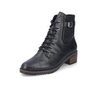 Schnürstiefelette RIEKER, Damen, Gr. 38, schwarz, Elastischer Einsatz, Lederimitat, unifarben, Schuhe Schnürstiefelette, Schnürboots, Trachtenstiefelette, Blockabsatz, Innenreißverschluss (56000652-38