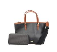 Shopper RIEKER "Cartago/Karami" Gr. B/H/T: 34 cm x 23 cm x 11 cm, schwarz (schwarz, cognac) Damen Taschen Handtaschen mit separater Geldbörse (23874066-0)