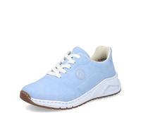 Sneaker RIEKER, Damen, Gr. 42, hellblau, Nubuklederimitat, unifarben, Schuhe Sneaker, mit MemoSoft-Innensohle, Freizeitschuh, Halbschuh, Schnürschuh (22567804-42) hellblau
