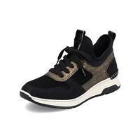 Slip-On Sneaker RIEKER Gr. 38, schwarz (schwarz, kombiniert) Damen Schuhe Classic Schnürschuhe mit herausnehmbarer MemoCup-Innensohle Bestseller (30979052-38)