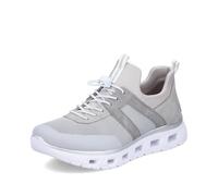 Slip-On Sneaker RIEKER SPORT, Damen, Gr. 40, hellgrau, creme, Lederimitat, Textil, Schuhe Sneaker, Sportschuh, Halbschuh, Freizeitschuh in veganer Verarbeitung (58326151-40) hellgrau, creme