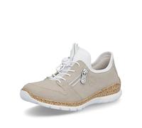 Rieker Damen Slip-On Sneaker N42G0, Frauen Halbschuhe,Freizeitschuhe,Turnschuhe,Laufschuhe,straßenschuhe,Strassenschuhe,beige (60),37 EU / 4 UK