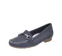Slipper RIEKER Gr. 41, blau (dunkelblau) Damen Schuhe Slip ons mit toller Schmuckspange (16003867-41)
