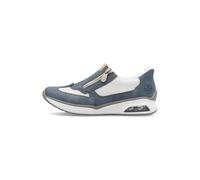Slip-On Sneaker RIEKER "Ready2GO", Damen, Gr. 39, blau (jeansblau, weiß), Nubuklederimitat, Textil, casual, Schuhe, Slipper, Halbschuh, Freizeitschuh mit seitlichem Reißverschluss (37509061-39) jeansb