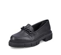 Loafer RIEKER Gr. 39, schwarz Damen Schuhe Slip ons mit angesagter Zierkette (23193960-39)