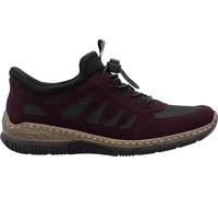 Rieker Slip-On Sneaker Ready2GO Damen brombeere/schwarz Nubuklederimitat mit Schnellverschluss Gr 37