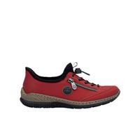 Slip-On Sneaker RIEKER "Ready2GO", Damen, Gr. 36, rot (rot, schwarz), Lederimitat, Textil, Schuhe Slip-On Sneaker, Schlupfschuh, Freizeitschuh, Halbschuh mit MemoSoft-Ausstattung, Topseller (60325160-