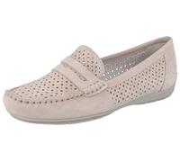 RIEKER Damen Slipper Schlupfschuh mit Lochung rosa Rauleder