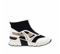 Rieker Kurzstiefel N6360 Damen Reißverschluss Bequem Ziernähte Schwarz/Offwhite Gr. 39
