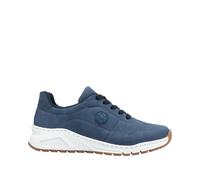 Sneaker RIEKER, Damen, Gr. 36, blau (jeansblau), Lederimitat, unifarben, sportlich, Schuhe, mit MemoSoft-Innensohle, Freizeitschuh, Halbschuh, Schnürschuh (32017944-36) jeansblau