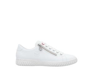 Rieker Damen Sneaker Low Weiß, Damen, Größe: 39, Material: Glattleder/Leder