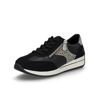 Sneaker RIEKER, Damen, Gr. 43, schwarz kombiniert, Lederimitat, kontrastfarbene Details, Basic, Schuhe Sneaker, Schnürschuh, Halbschuh, Freizeitsneaker mit Kontrastdetails (45027409-43) schwarz kombin