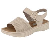 RIEKER Damen Sommersandale Keilsandalette beige Textil und Kunstleder